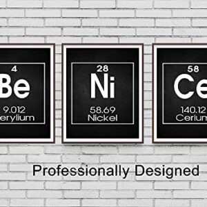 Be Nice Periodic Table of Elements Print, Set of THREE 8"x10" Unframed Inspirational Science Poster, Chemistry Art Ideal for Science Lab, Classroom or Home Decor