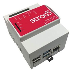 sfera labs strato pi ups pi4b 2gb – din-rail case, ups, rs-232/rs-485, real time clock, hardware watchdog, buzzer, secure element chip, ce/fcc/ic/rohs compliant