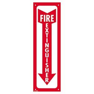 cosco sign, glow in dark, fire extinguisher, 4″ x 13″, red and white (098063)
