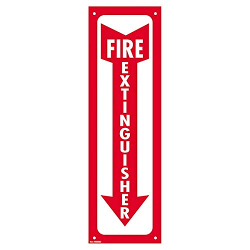 Cosco Sign, Glow in Dark, FIRE Extinguisher, 4" x 13", Red and White (098063)