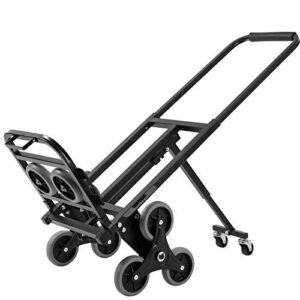 hihone stair climbing cart,330lbs capacity folding stair climber hand truck 6 wheels & 2 backup, adjustable handle length dolly cart trolley for stairs, flat ground