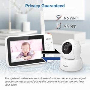 VTech VM924 Remote Pan-Tilt-Zoom Video Baby Monitor, 5" LCD Screen, Up to 17 Hrs Video Streaming, Night Vision, Up to 1000ft Range, Soothing Sounds, 2-Way Talk, Temperature Sensor,Secured Transmission