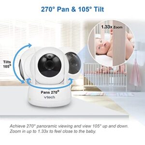 VTech VM924 Remote Pan-Tilt-Zoom Video Baby Monitor, 5" LCD Screen, Up to 17 Hrs Video Streaming, Night Vision, Up to 1000ft Range, Soothing Sounds, 2-Way Talk, Temperature Sensor,Secured Transmission