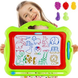 geekper 16 inch magnetic drawing board with 5 stamps, erasable writing painting drawing sketch pad, toddler toys for 3+year old girls & boys