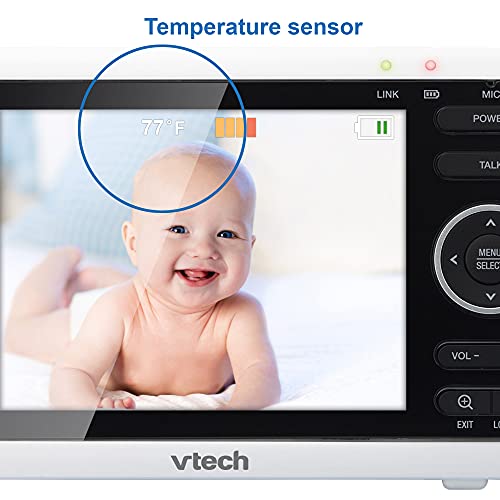 VTech VM350 Video Monitor with Battery Supports 12-hr Video-Mode, 21-hr Audio-Mode, 5" Screen, 1000ft Long Range, Bright Night Vision, 2-Way Talk, Auto-on Screen, Lullabies