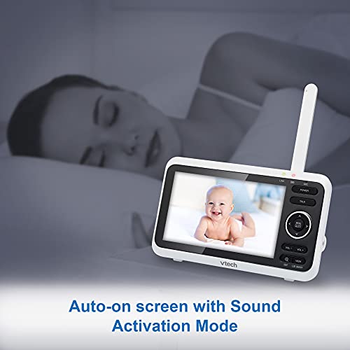 VTech VM350 Video Monitor with Battery Supports 12-hr Video-Mode, 21-hr Audio-Mode, 5" Screen, 1000ft Long Range, Bright Night Vision, 2-Way Talk, Auto-on Screen, Lullabies