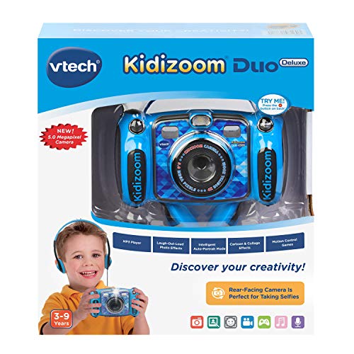 VTech Kidizoom Duo 5.0 Deluxe Digital Selfie Camera with MP3 Player and Headphones, Blue