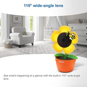 VTech RM9751 Yellow Daisy Smart Wi-Fi Baby Camera, iOS & Android Enabled, 1080p Full HD, Privacy Mode Cover, Night Light, Soothing Sounds & Lullabies, Two-way Intercom,Temperature Sensor, Night Vision