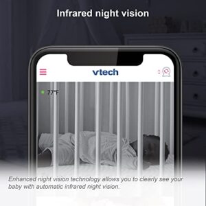 VTech RM9751 Yellow Daisy Smart Wi-Fi Baby Camera, iOS & Android Enabled, 1080p Full HD, Privacy Mode Cover, Night Light, Soothing Sounds & Lullabies, Two-way Intercom,Temperature Sensor, Night Vision