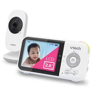 vtech vm819 video baby monitor with 19 hour battery life, 1000ft long range, 2.8” display, auto night vision, 2way audio talk, temperature sensor and lullabies