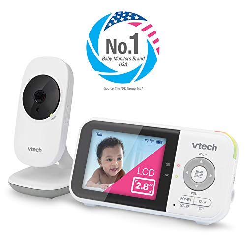 VTech VM819 Video Baby Monitor with 19 Hour Battery Life, 1000ft Long Range, 2.8” Display, Auto Night Vision, 2Way Audio Talk, Temperature Sensor and Lullabies