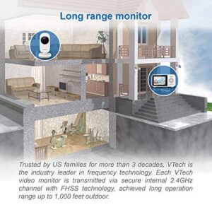 VTech VM819 Video Baby Monitor with 19 Hour Battery Life, 1000ft Long Range, 2.8” Display, Auto Night Vision, 2Way Audio Talk, Temperature Sensor and Lullabies