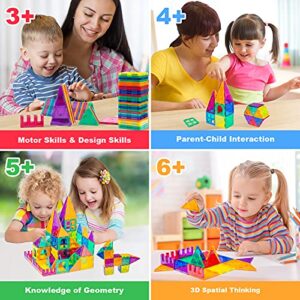 PLUMIA Magnets for Kids Learning Toys Magnetic Building Blocks Educational Toddler Toys Magnetic Tiles STEM Toys Gift for 3 4 5 Year Olds Boys and Girls