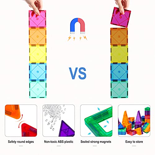 PLUMIA Magnets for Kids Learning Toys Magnetic Building Blocks Educational Toddler Toys Magnetic Tiles STEM Toys Gift for 3 4 5 Year Olds Boys and Girls