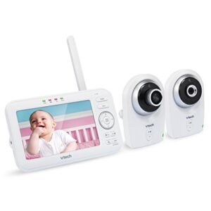 vtech vm351-2 video baby monitor with interchangeable wide-angle optical lens and standard optical lens, 720p