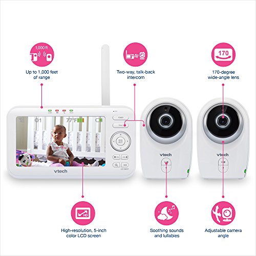 VTech VM351-2 Video Baby Monitor with Interchangeable Wide-Angle Optical Lens and Standard Optical Lens, 720p