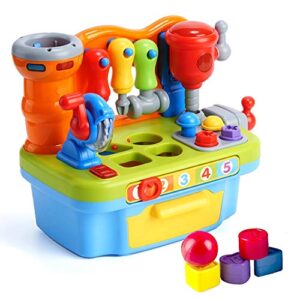 woby multifunctional musical learning tool workbench toy set for kids with shape sorter tools