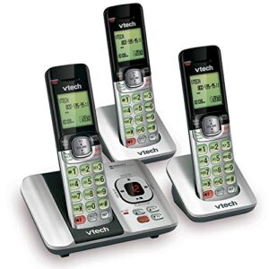 vtech cs6529-3 3-handset expandable cordless phone with answering system-caller id/call waiting & backlit display/keypad, silver