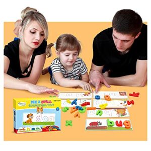 Officygnet Learning Educational Toys and Gift for 3 4 5 6 Years Old Boys and Girls - See & Spell Matching Letter Game for Preschool Kids - 80 Pcs of CVC Word Builders for Toddler Learning Activities