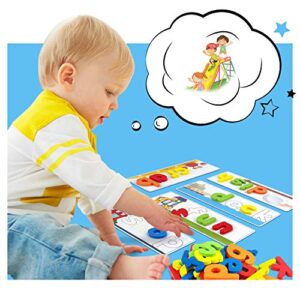 Officygnet Learning Educational Toys and Gift for 3 4 5 6 Years Old Boys and Girls - See & Spell Matching Letter Game for Preschool Kids - 80 Pcs of CVC Word Builders for Toddler Learning Activities