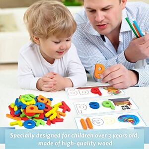 Officygnet Learning Educational Toys and Gift for 3 4 5 6 Years Old Boys and Girls - See & Spell Matching Letter Game for Preschool Kids - 80 Pcs of CVC Word Builders for Toddler Learning Activities