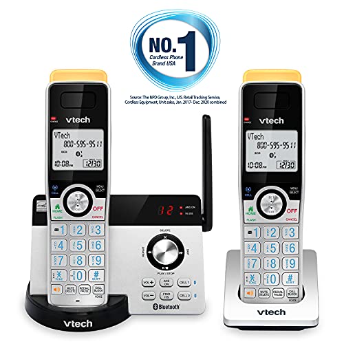 VTECH IS8121-2 Super Long Range up to 2300 Feet DECT 6.0 Bluetooth 2 Handset Cordless Phone for Home with Answering Machine, Call Blocking, Connect to Cell, Intercom and Expandable to 5 Handsets