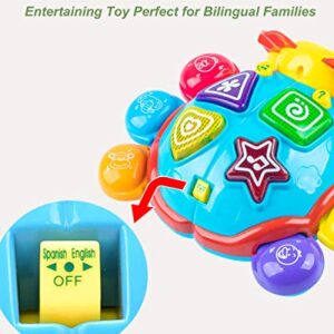 Vanmor Walking Crawling Toys for Infants 6-12 18 Months +, Spanish English Bilingual Learning Toy Montessori Educational Toy, Baby Musical Light up Toys Gifts for 1 2 3 Year Old Boy Girl