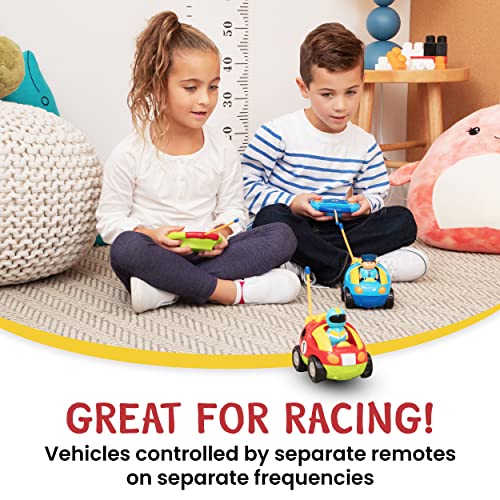 PREXTEX Remote Control Car for Toddlers (2 Pack) - Toys for 2-3+ Year Old Boys & Girls - Two Cartoon RC Cars: Police & Race Car - Toddler Toys for Boys & Girls Birthday Gifts