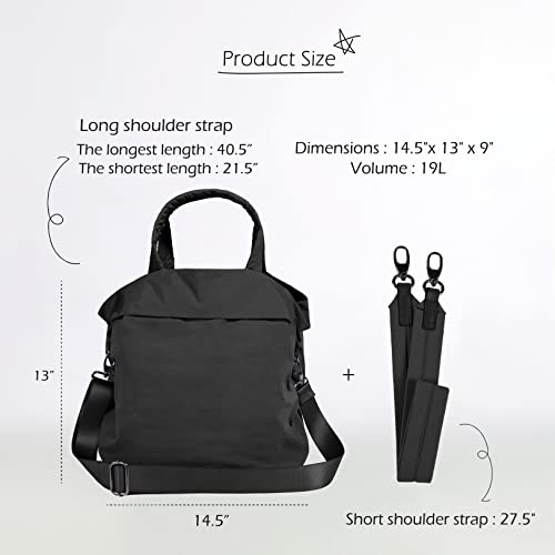 ODODOS 19L Multi Hobo Bags 2.0 with 2 Straps for Women, Totes Handbags, Crossbody Shoulder Bags, Black