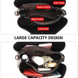 Fashion Large Leather Satchel Handbag for Women Top Handle Crossbody Bag Ladies Crocodile Shoulder Purse Tote (Black)