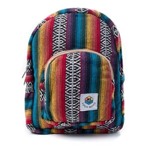 yogo boho mini backpack, canvas boho backpack purse for travel, school hippy pride bag with adjustable straps (pride)