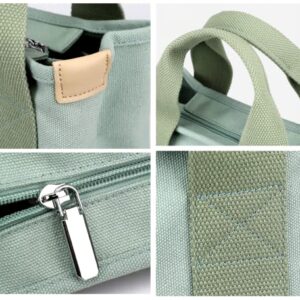 Women's Large Capacity Multi Pocket Tote Canvas Tote Tote Bag Vintage Hobo Messenger Bag Wallet School College Bag Green