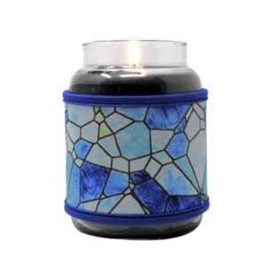 soft neoprene candle cozy for standard 18 oz candle jar – stained glass