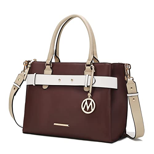 MKF Collection Satchel Bag for Women, Vegan Leather Crossbody Shoulder Handbag Top Handle Purse