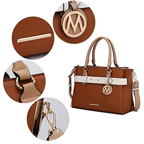 MKF Collection Satchel Bag for Women, Vegan Leather Crossbody Shoulder Handbag Top Handle Purse