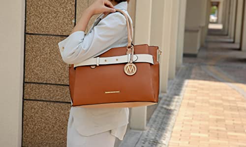 MKF Collection Satchel Bag for Women, Vegan Leather Crossbody Shoulder Handbag Top Handle Purse