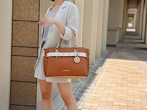 MKF Collection Satchel Bag for Women, Vegan Leather Crossbody Shoulder Handbag Top Handle Purse