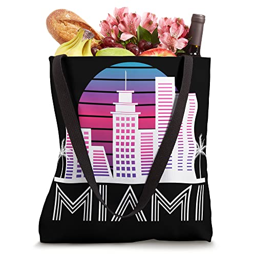 Retro Miami Cityscape Skyline Vintage 80s Beach Souvenir Tote Bag