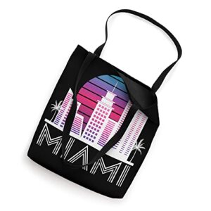 Retro Miami Cityscape Skyline Vintage 80s Beach Souvenir Tote Bag