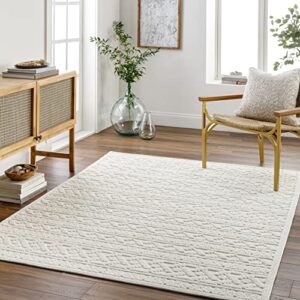 mark&day washable area rugs, 5×7 cedar falls bohemian/global cream washable area rug, beige / white carpet for living room, bedroom or kitchen (5′ x 7’2″, machine washable )