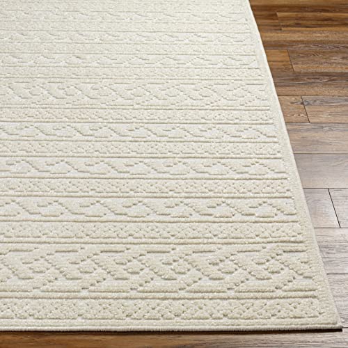 Mark&Day Washable Area Rugs, 5x7 Cedar Falls Bohemian/Global Cream Washable Area Rug, Beige / White Carpet for Living Room, Bedroom or Kitchen (5' x 7'2", Machine Washable )