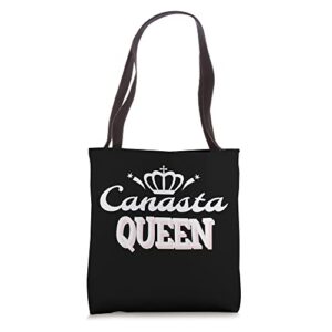 canasta queen rummy funny card game player tote bag