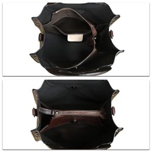 Genuine Leather Satchel for Women Leather Handbag Top Handle Bags Handmade Purse Vintage Tote Bag Crossbody Handbags Hobo Bag (Coffee)