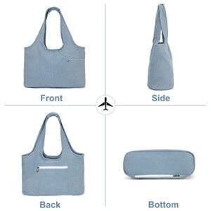 Denim Bag for Women, Large Hobo crossbody Bag Denim Tote Bag with Pockets Casual Canvas Bag Lightweight Tote Bag for Office Travel School