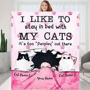 keraoo personalized blanket for women or men – stay in bed and cuddle my pets – valentine’s birthday funny gift for pet lover, custom pets blanket, anniversary wedding gifts for her