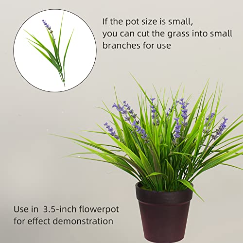 12 Bundles Artificial Plants Outdoor Fake Monkey Grass with Flowers for Pot Garden Verandah Decor for Window Garden Office Patio Hanging Planter Pathway Front Porch (Grass with Flowers)