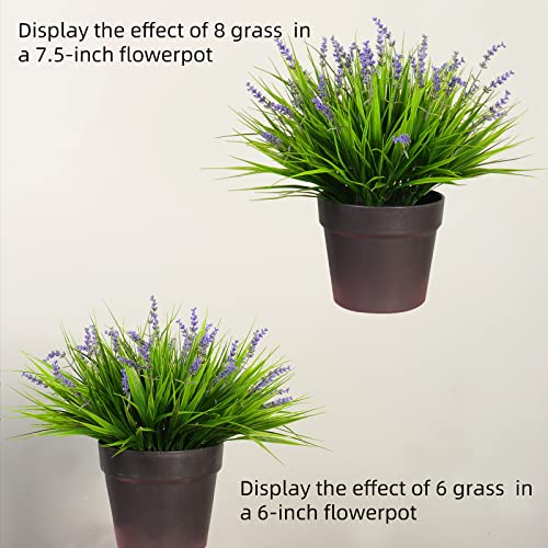 12 Bundles Artificial Plants Outdoor Fake Monkey Grass with Flowers for Pot Garden Verandah Decor for Window Garden Office Patio Hanging Planter Pathway Front Porch (Grass with Flowers)