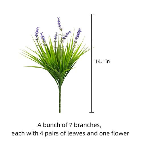 12 Bundles Artificial Plants Outdoor Fake Monkey Grass with Flowers for Pot Garden Verandah Decor for Window Garden Office Patio Hanging Planter Pathway Front Porch (Grass with Flowers)