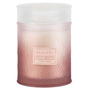 valentine’s day sea salt & rose scented candle large jar candle for home 19oz gift candle for women men wooden wick