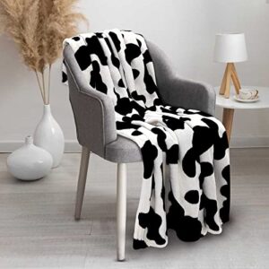 cow print throw blanket, flannel soft cow blankets for adults, fleece fuzzy cow throw blanket for bed couch sofa, lightweight blanket for all season (40×50 inches)